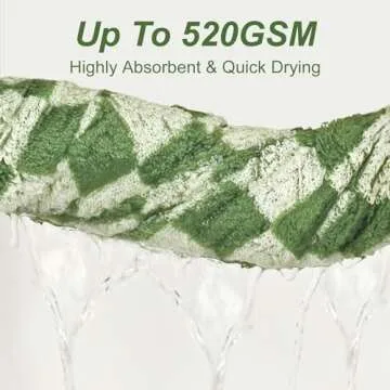 Jacquotha Bath Towels Set of 2 - Luxury Cotton Bathroom Shower Towels Body 55” x 27.5” Absorbent, Quick Dry, 520GSM, Green Checkered Home Decor Gifts