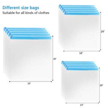 10Pack Travel Space Saver Bags (4 x S, 3 x L, 3 xL), Reusable KFYM Vacuum Travel Storage Bag, Saves 75% of Storage Space, Roll-Up Compression, No Need For Vacuum Machine Or Pump