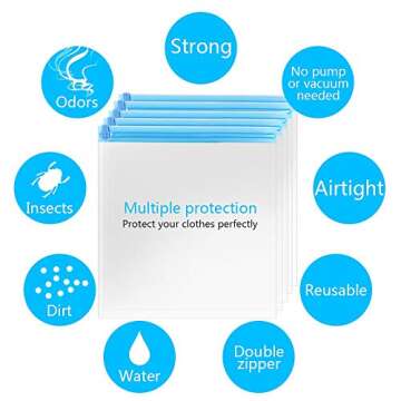10Pack Travel Space Saver Bags (4 x S, 3 x L, 3 xL), Reusable KFYM Vacuum Travel Storage Bag, Saves 75% of Storage Space, Roll-Up Compression, No Need For Vacuum Machine Or Pump