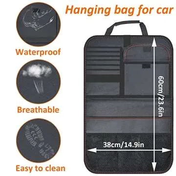 HomDSim Oxford Cloth Car Backseat Organizer with Foldable Table Tray for Kids Travel Storage Bag