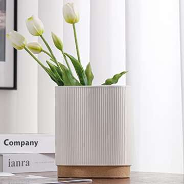 hjn White Ceramic Vase for Home Decor Flower Vase for Centerpiece White Vase for Living Room/Table/C...