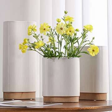 hjn White Ceramic Vase for Home Decor Flower Vase for Centerpiece White Vase for Living Room/Table/Countertop/Home Decor/Kitchen/Office-Height 8"