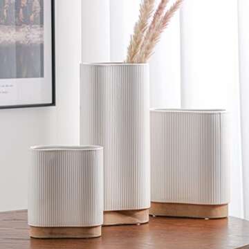 hjn White Ceramic Vase for Home Decor Flower Vase for Centerpiece White Vase for Living Room/Table/Countertop/Home Decor/Kitchen/Office-Height 8"