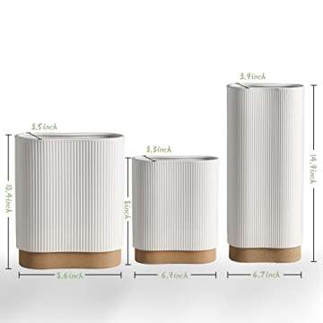 hjn White Ceramic Vase for Home Decor Flower Vase for Centerpiece White Vase for Living Room/Table/Countertop/Home Decor/Kitchen/Office-Height 8"