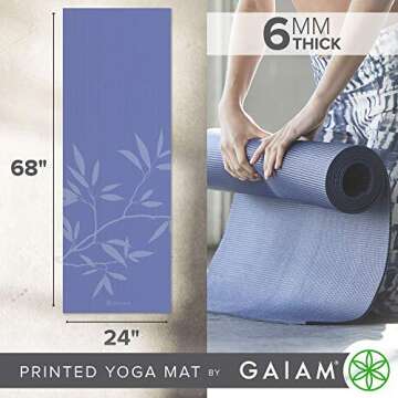 Gaiam Yoga Mat Premium Print Extra Thick Non Slip Exercise & Fitness Mat for All Types of Yoga, Pila...