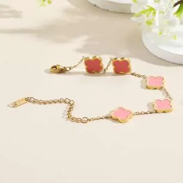 AIPPK 18K Gold Plated Clover Lucky Bracelet for Women