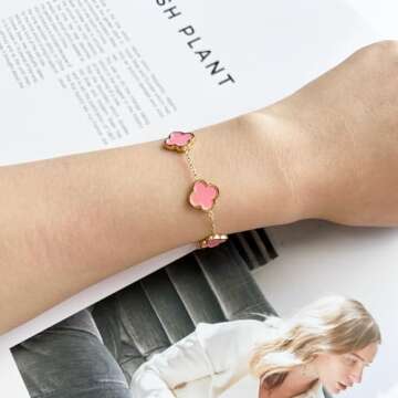 AIPPK 18K Gold Plated Clover Lucky Bracelet for Women