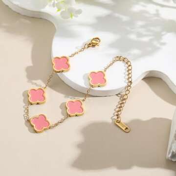 AIPPK 18K Gold Plated Clover Lucky Bracelet for Women