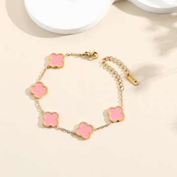 AIPPK 18K Gold Plated Clover Lucky Bracelet for Women