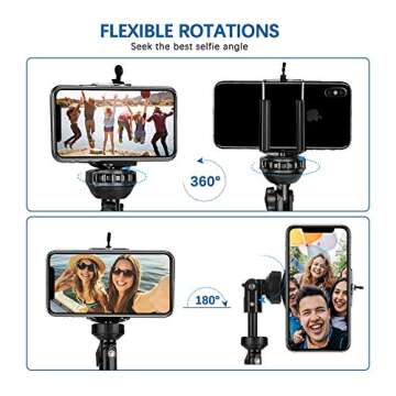 Extendable Phone Tripod & Selfie Stick Tripod, 62" iPhone Camera Tripod Stand with Wireless Remote and Phone Holder for iPhone/Android/Camera, Heavy Duty Aluminum