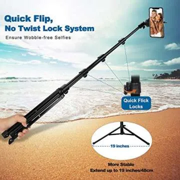 Extendable Phone Tripod & Selfie Stick Tripod, 62" iPhone Camera Tripod Stand with Wireless Remote and Phone Holder for iPhone/Android/Camera, Heavy Duty Aluminum