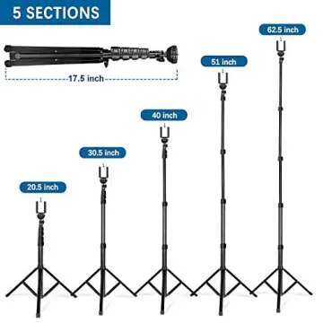 Extendable Phone Tripod & Selfie Stick Tripod, 62" iPhone Camera Tripod Stand with Wireless Remote and Phone Holder for iPhone/Android/Camera, Heavy Duty Aluminum
