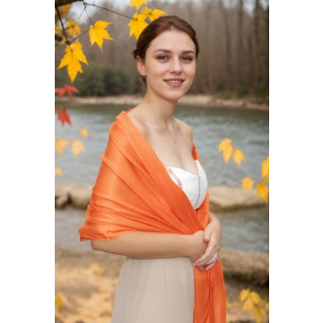 Achillea Large Soft Silky Pashmina Shawl Wrap Scarf in Solid Colors (Orange)