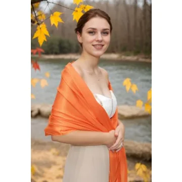 Achillea Large Soft Silky Pashmina Shawl Wrap Scarf in Solid Colors (Orange)