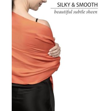 Achillea Large Soft Silky Pashmina Shawl Wrap Scarf in Solid Colors (Orange)