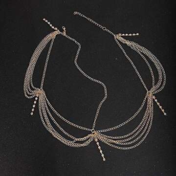Denifery Gold Rhinestone Head Chain for Bridal & Prom