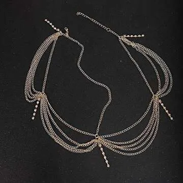 Denifery Gold Rhinestone Head Chain for Bridal & Prom