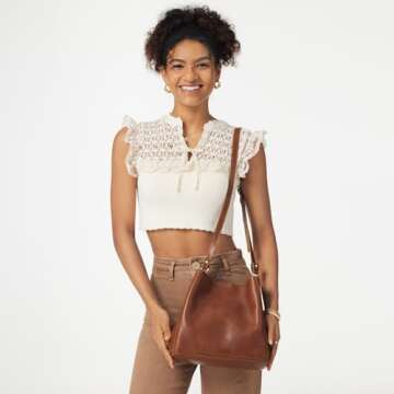 S-ZONE Full Grain Leather Crossbody Bags for Women Shoulder Bag Butterfly Bucket Purses