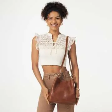 S-ZONE Full Grain Leather Crossbody Bags for Women Shoulder Bag Butterfly Bucket Purses