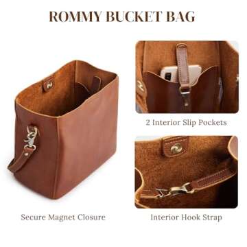 S-ZONE Full Grain Leather Crossbody Bags for Women Shoulder Bag Butterfly Bucket Purses