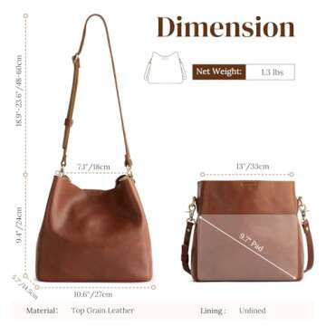 S-ZONE Full Grain Leather Crossbody Bags for Women Shoulder Bag Butterfly Bucket Purses