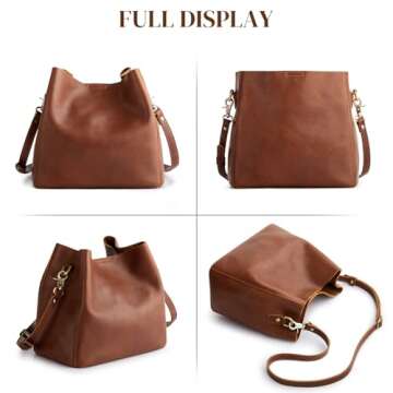 S-ZONE Full Grain Leather Crossbody Bags for Women Shoulder Bag Butterfly Bucket Purses