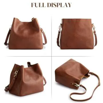 S-ZONE Full Grain Leather Crossbody Bags for Women Shoulder Bag Butterfly Bucket Purses