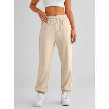 AUTOMET Women's Comfortable Joggers with Pockets - Apricot S