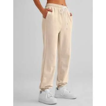 AUTOMET Women's Comfortable Joggers with Pockets - Apricot S