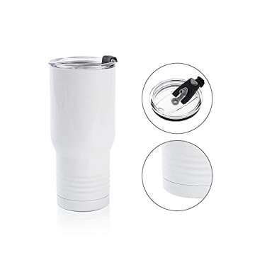 PYD Life Sublimation Tumblers Blanks 22 OZ White Stainless Steel Coffee Travel Car Cups Mugs with Lid for Mug Tumbler Heat Press Machine Printing 4 Pack