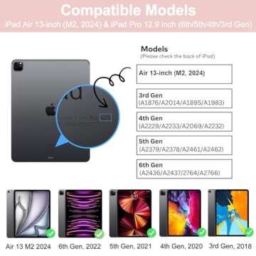 Keyboard Case for iPad Pro 12.9 inch 6th/5th/4th/3rd Gen & iPad Air 13 inch (M2) 2024, 7 Color Backl...