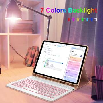 Keyboard Case for iPad Pro 12.9 inch 6th/5th/4th/3rd Gen & iPad Air 13 inch (M2) 2024, 7 Color Backlit & Magnetic Detachable Wireless Keyboard, Smart Flip Cover with Pencil Holder, Auto Sleep/Wake