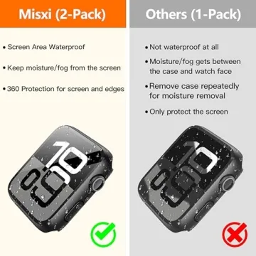 Misxi [2 Pack] Waterproof Hard Case with Tempered Glass Compatible with Apple Watch Series 10 (2024) 46mm, Ultra-Thin Anti-Fall Tough Protective Cover for iWatch Screen Protector, Matte Black