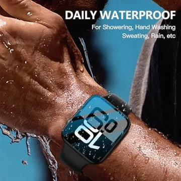 Misxi [2 Pack] Waterproof Hard Case with Tempered Glass Compatible with Apple Watch Series 10 (2024) 46mm, Ultra-Thin Anti-Fall Tough Protective Cover for iWatch Screen Protector, Matte Black