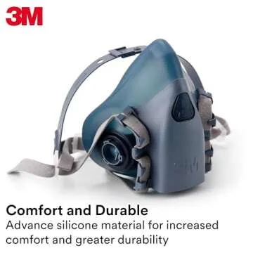 3M Reusable Respirator Half Facepiece 7503, NIOSH, 3M Cool Flow Valve, Dual Airline Supplied Air Compatible, Integrated Dropdown Suspension, Bayonet Connections, For Chemical Handling, Painting, Large