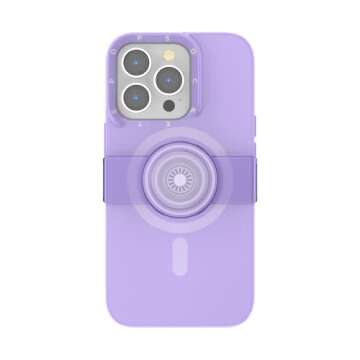 PopSockets: iPhone 13 Pro Case with Phone Grip and Slide Compatible with MagSafe, Phone Case for iPhone 13 Pro, Wireless Charging Compatible- Violet
