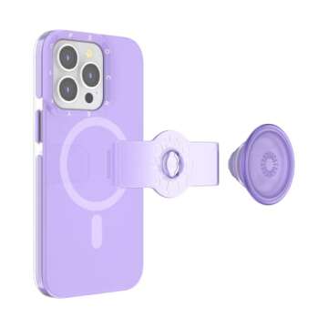 PopSockets: iPhone 13 Pro Case with Phone Grip and Slide Compatible with MagSafe, Phone Case for iPhone 13 Pro, Wireless Charging Compatible- Violet