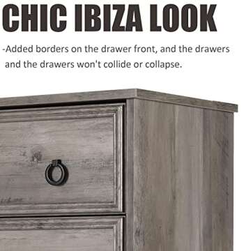 LGHM Modern 4 Drawer Dresser, Dressers for Bedroom, Tall Chest of Drawers Closet Organizers and Storage for Clothes - Easy Pull Handle, Textured Borders Drawers for Living Room, Hallway, Gray