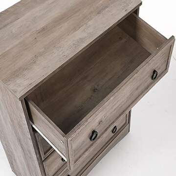 LGHM Modern 4 Drawer Dresser, Dressers for Bedroom, Tall Chest of Drawers Closet Organizers and Storage for Clothes - Easy Pull Handle, Textured Borders Drawers for Living Room, Hallway, Gray