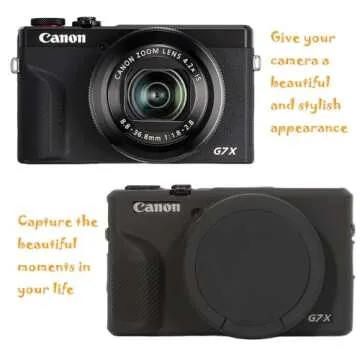 AEXUTDA Case for Canon Powershot G7X Mark III Digital Camera, G7X Mark iii Camera Silicone Case, Anti-Scratch Slim Fit Soft Skin, G7X Mark 3 Accessories with Detachable Lens Cover - Black