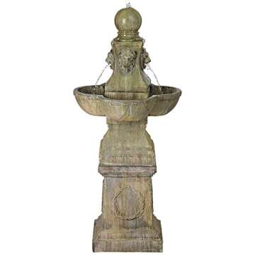 Tuscan Garden Pedestal Outdoor Floor Water Fountain