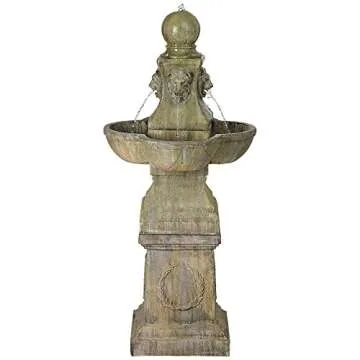 Tuscan Garden Pedestal Outdoor Floor Water Fountain