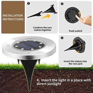 SOLPEX Solar Lights Outdoor Waterproof, 8 Pack Solar Ground Lights, Solar Garden Lights Landscape Lighting for Pathway Driveway Patio Backyard Walkway (Warm White)