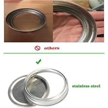 Wide Mouth Canning Lids and Rings Set - Durable Stainless Steel