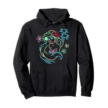Disney Little Mermaid Ariel Neon Lights Graphic Hoodie Pullover Hoodie