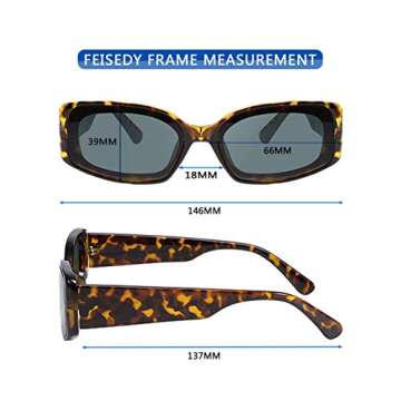 FEISEDY Retro Rectangle Sunglasses for Stylish Protection