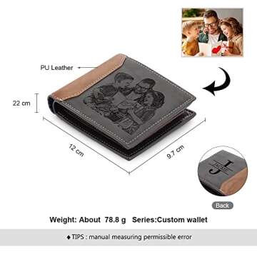 lagofit Gifts for Dad Personalized Custom Photo Wallets for Men Engraved Picture & Initial Name Wall...