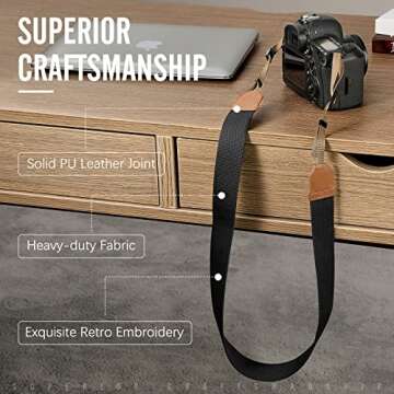 MoKo Camera Strap, Cotton Woven Camera Strap, Adjustable Universal Neck & Shoulder Strap for Video C...