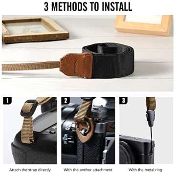 MoKo Camera Strap, Cotton Woven Camera Strap, Adjustable Universal Neck & Shoulder Strap for Video Camcorder, Binoculars, and Nikon/Canon/Sony/Minolta/Panasonic/SLR/DSLR Digital Cameras, Black