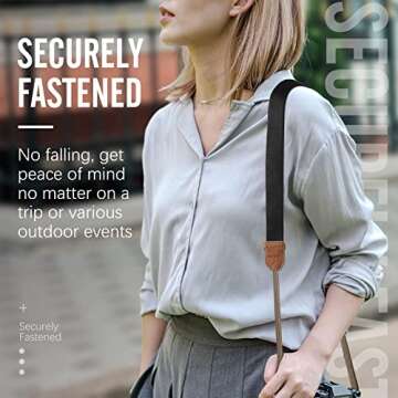 MoKo Camera Strap, Cotton Woven Camera Strap, Adjustable Universal Neck & Shoulder Strap for Video Camcorder, Binoculars, and Nikon/Canon/Sony/Minolta/Panasonic/SLR/DSLR Digital Cameras, Black